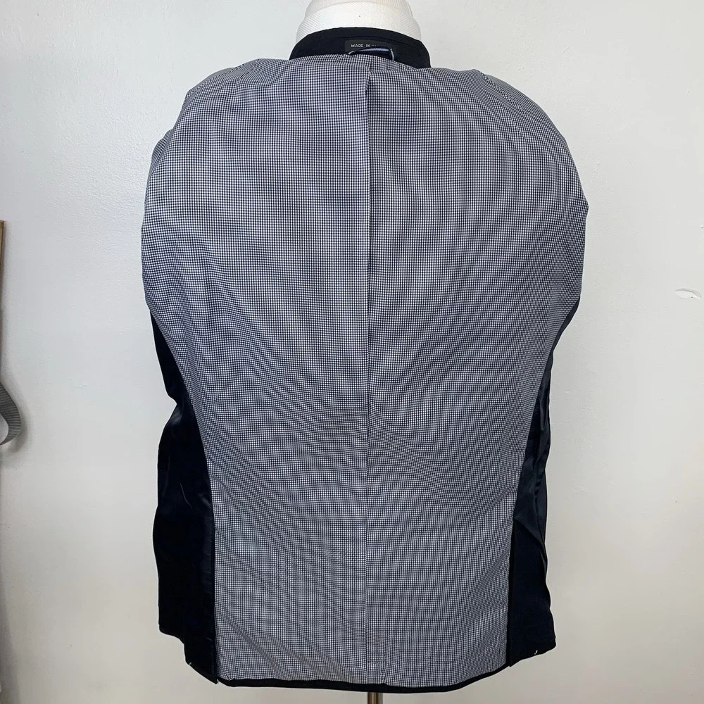 Tommy Hilfiger Sport Coat Men 44 Short Navy‎ Blue Wool Lined Jacket  Travel Flaw